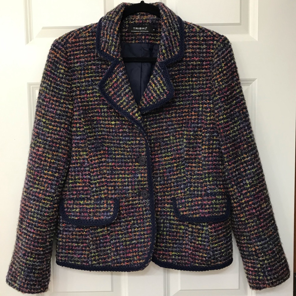 Tribal Tweed Blazer Colorful Jacket Coat Ladies 10 Medium